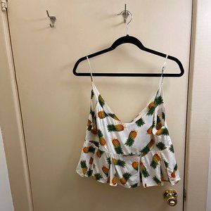 FARM Rio Pineapple Strappy White Tank Top